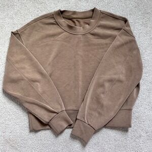 Lululemon Perfectly Oversized Cropped Crew Softstreme Top Brown 0